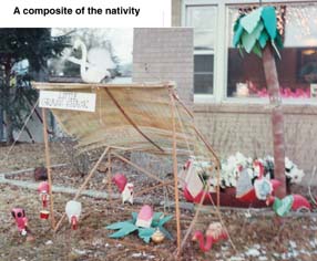 [nativity span of
front yard light display]